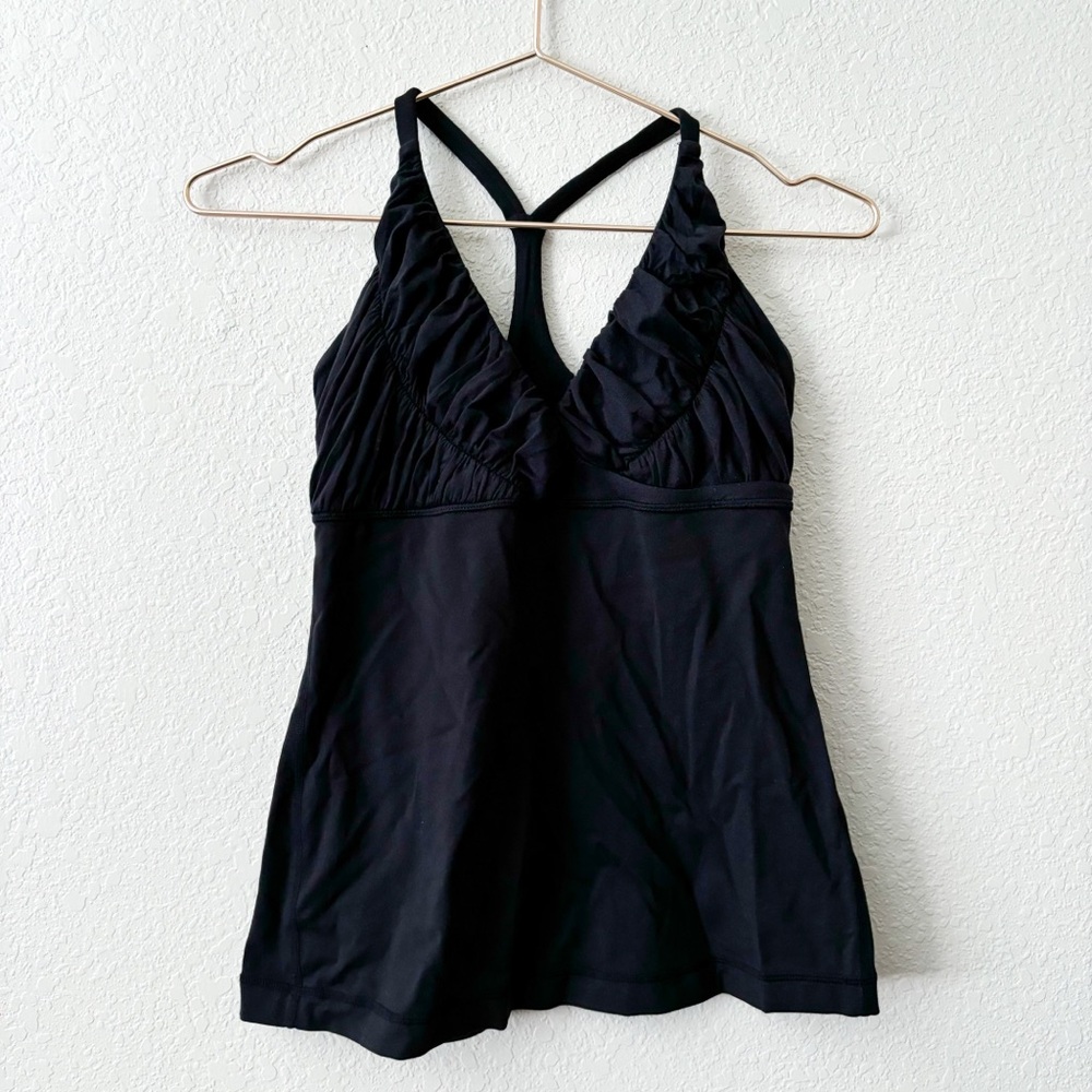 Lululemon Ruffle Front Black Sleeveless Top 8